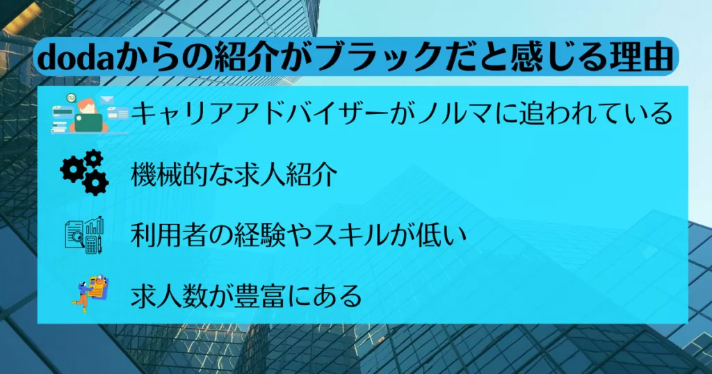 【挿入画像】dodaからの紹介がブラックばかりだと感じる理由